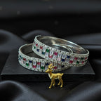 CZ Rhodium Multicolour Bangles