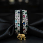 CZ Rhodium Multicolour Oval Bangles
