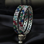 CZ Rhodium Pear & Round Tennis Bangles