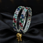 CZ Rhodium Pear & Round Tennis Bangles