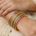 CZ Gold Finish Slim Channel Bangles Set of 6