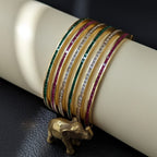 CZ Gold Finish Slim Channel Bangles Set of 6