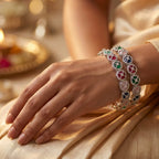 CZ Rhodium Bangles with Multicolour Stones