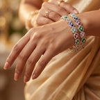 CZ Rhodium Bangles with Multicolour Stones