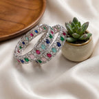 CZ Rhodium Multicolour Channel Stone Bangles