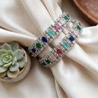 CZ Rhodium Multicolour Channel Stone Bangles