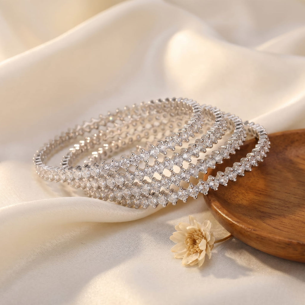 CZ Rhodium Full Marquise Stone Bangles