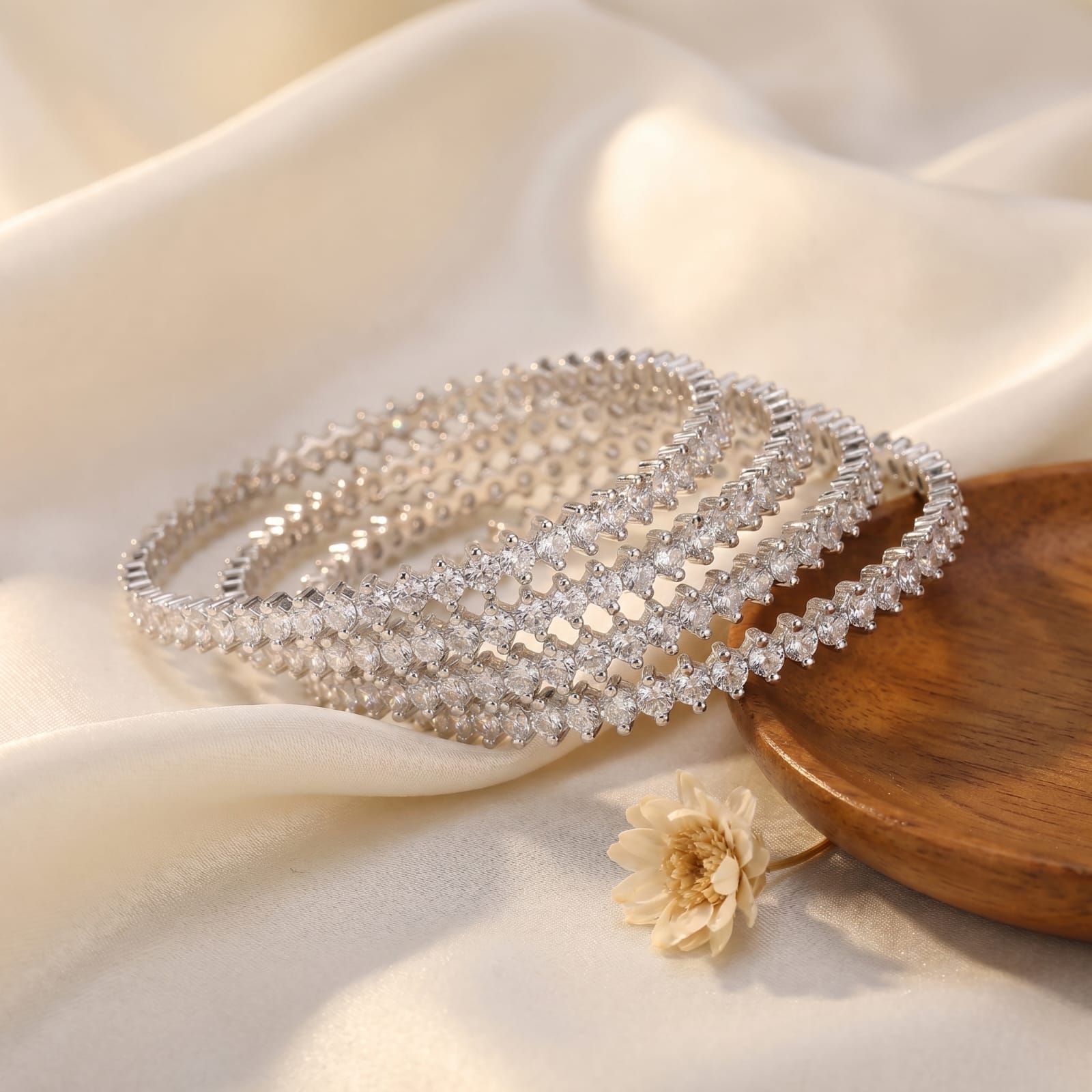 CZ Rhodium Full Marquise Stone Bangles