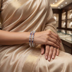 CZ Rhodium Purple Stone Floral CZ Bangles