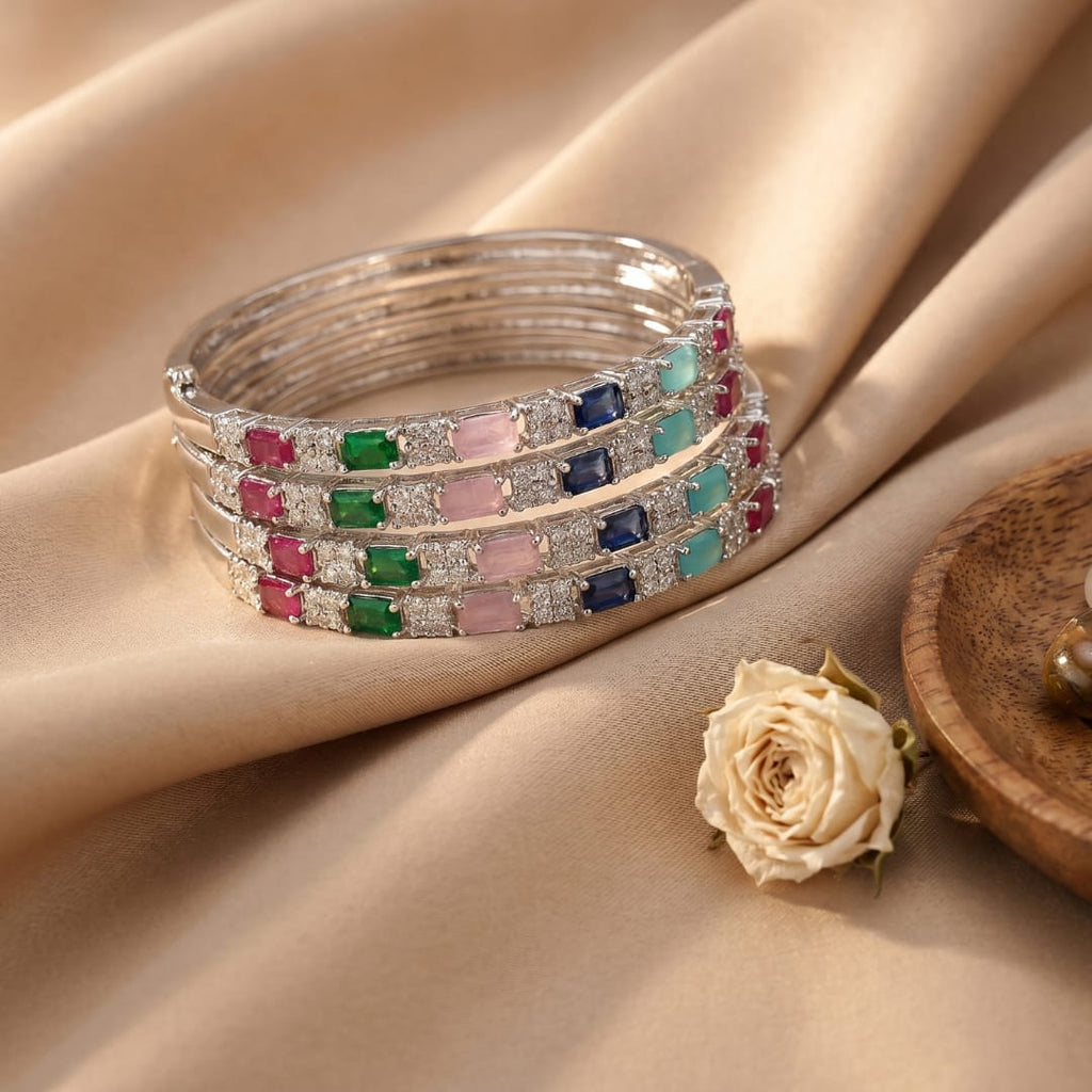 Multicolour CZ Bangle Set