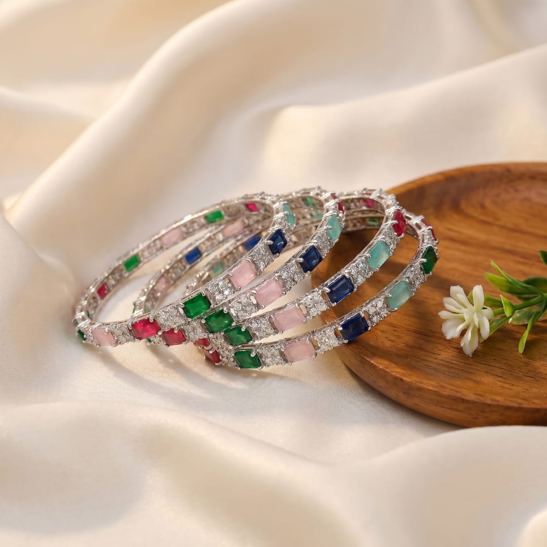 Multicolour CZ Bangle Set