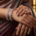 Pink Oval Stone CZ Bangles  Set