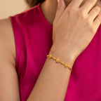 Micro Gold Forming Floral Charm Chain Bracelet