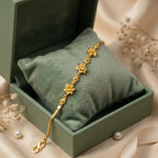 Micro Gold Forming Floral Charm Chain Bracelet