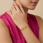Micro Gold Forming Floral Charm Chain Bracelet