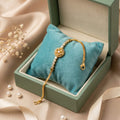 Micro Gold Forming Round Floral Charm Bracelet with CZ Solitaire Accents