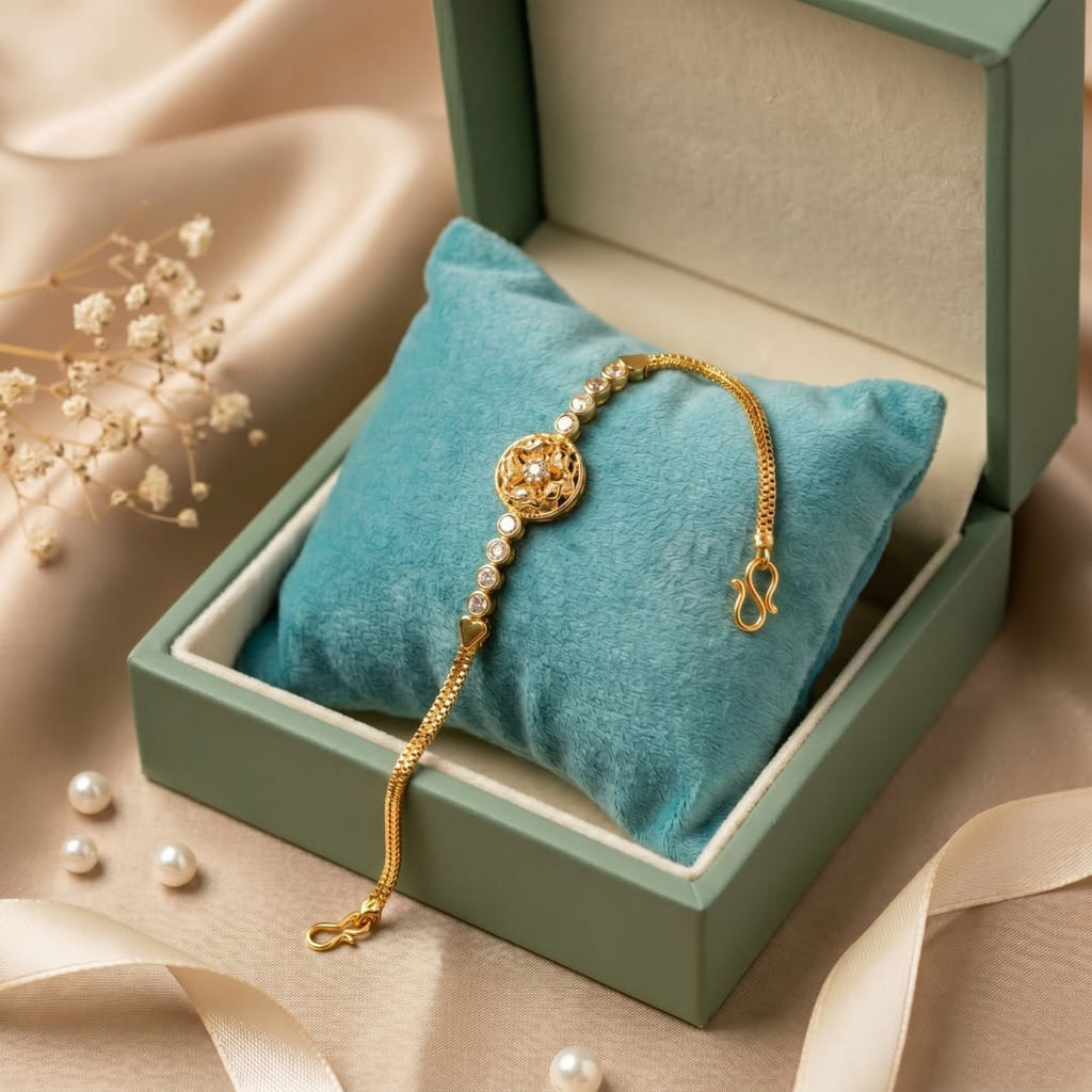 Micro Gold Forming Round Floral Charm Bracelet