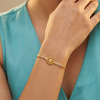 Micro Gold Forming Round Floral Charm Bracelet