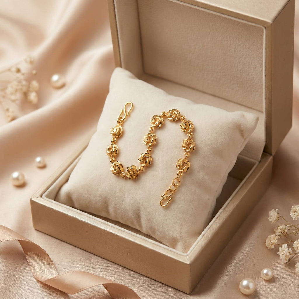 Micro Gold Forming Rose Link Bracelet
