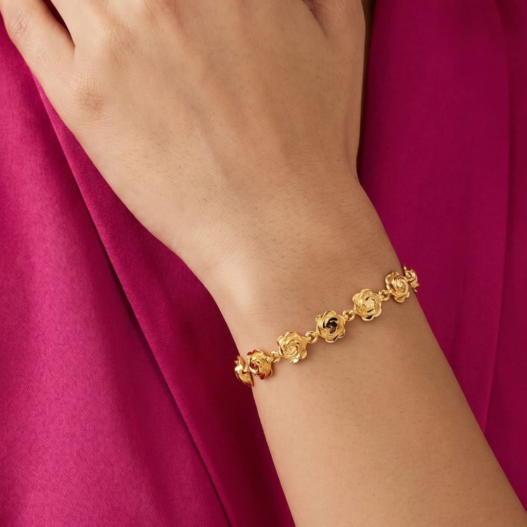 Micro Gold Forming Rose Link Bracelet