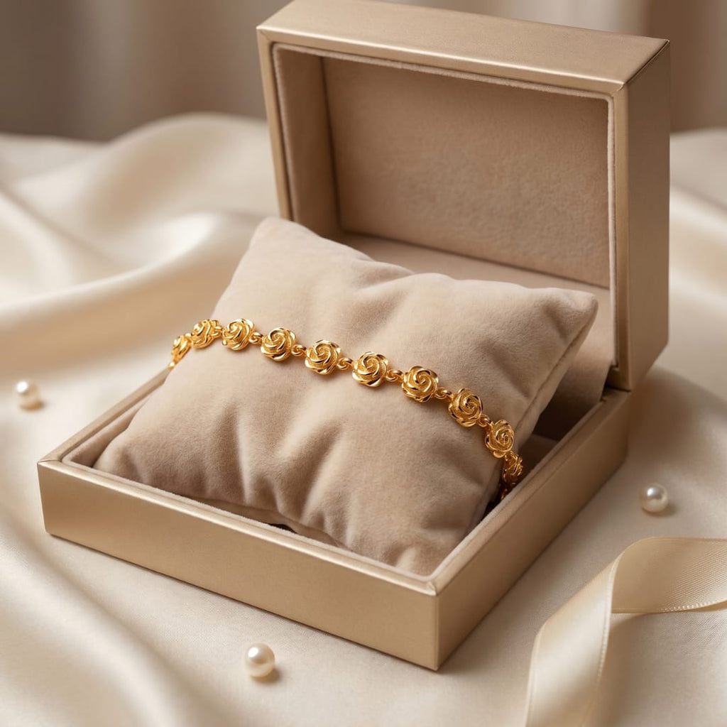 Micro Gold Forming Rose Link Bracelet