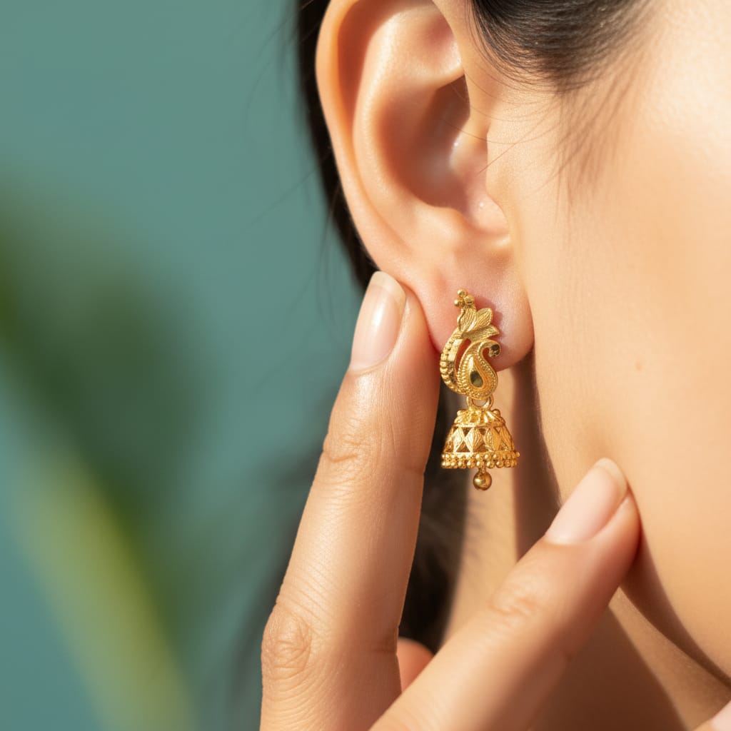 Indrani Devi Peacock Jhumka Earrings