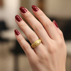 Micro Gold Plated Paisley Swirl Dome Ring with Milgrain Border