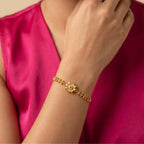 Micro Gold  CZ Gold Flower Chain Bracelet