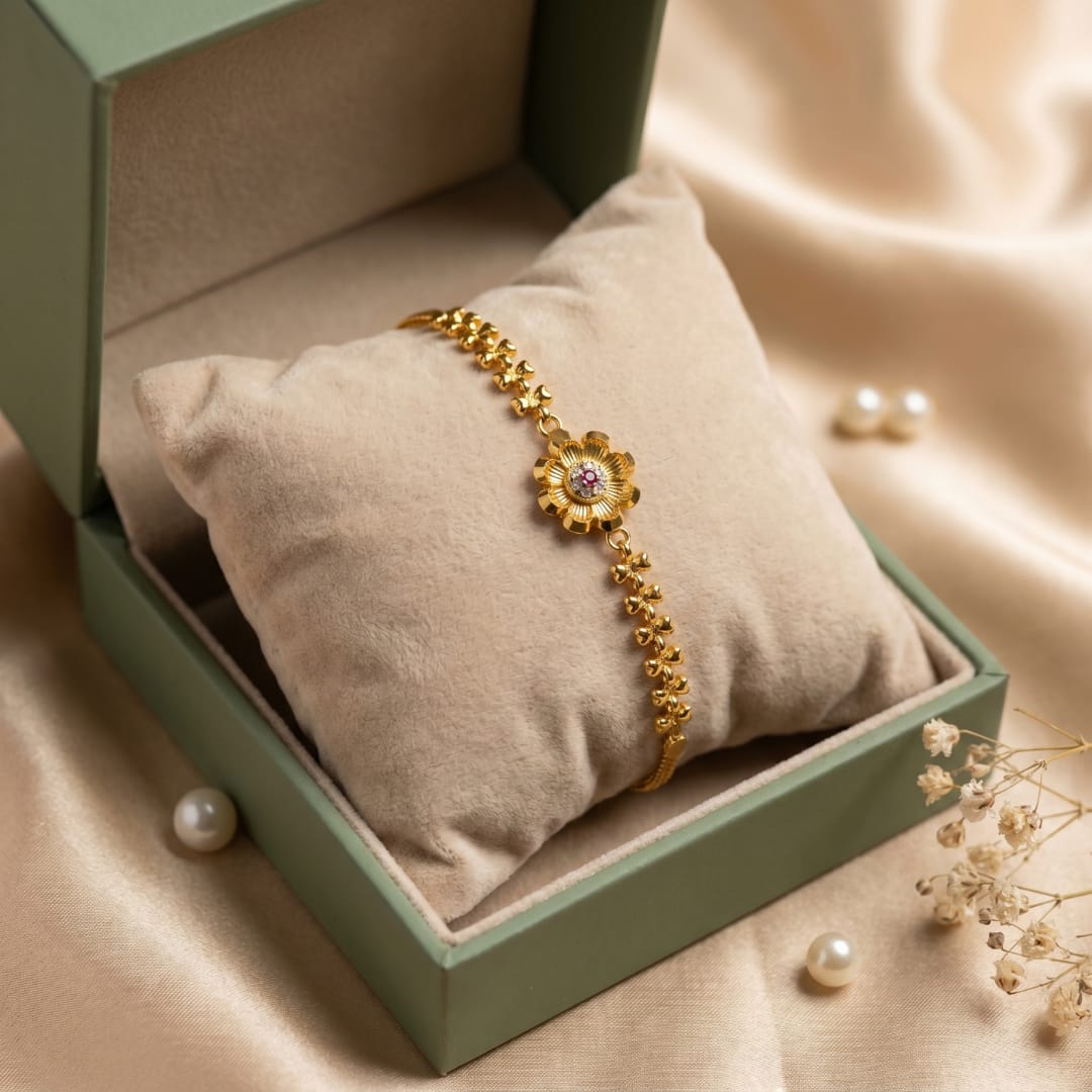 Micro Gold  CZ Gold Flower Chain Bracelet