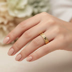 Micro Gold Plated Stardust Diamond-Cut Wide Band Ring