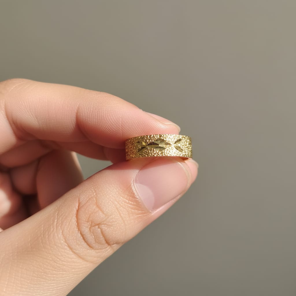 Micro Gold Plated Stardust Diamond-Cut Wide Band Ring