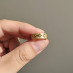 Micro Gold Plated Stardust Diamond-Cut Wide Band Ring