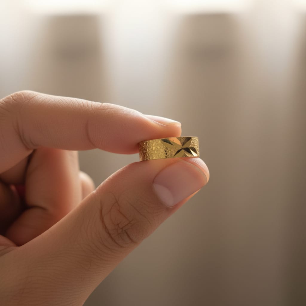 Micro Gold Plated Stardust Diamond-Cut Wide Band Ring