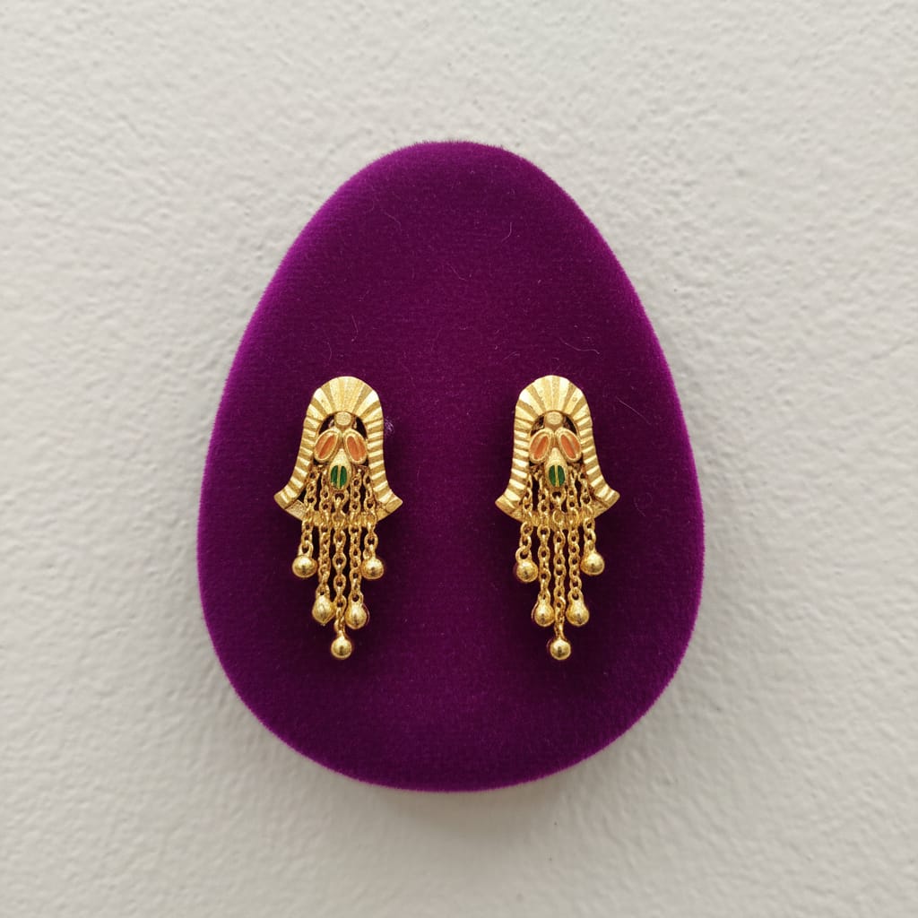 Temple Arch Meenakari Gold Tassel Earrings