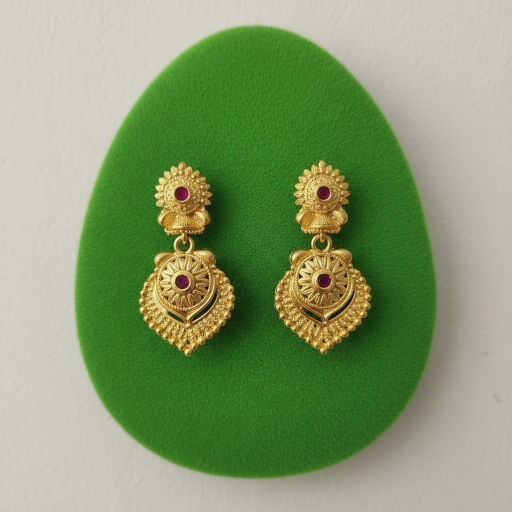 Surya Ruby Temple Drop Earrings