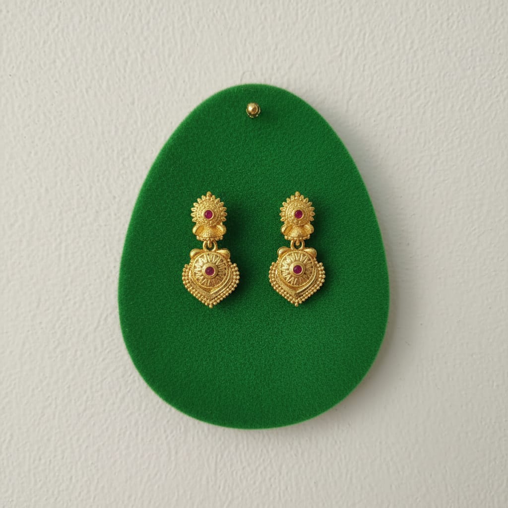 Surya Ruby Temple Drop Earrings