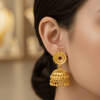 Micro Gold Plated  Jhumka with Gold Bead Drops