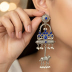 Kamdhenu Oxidised Silver Dangle Earrings