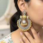 Kundan Chandbali Earrings with Jhumki & Gold Ghungru