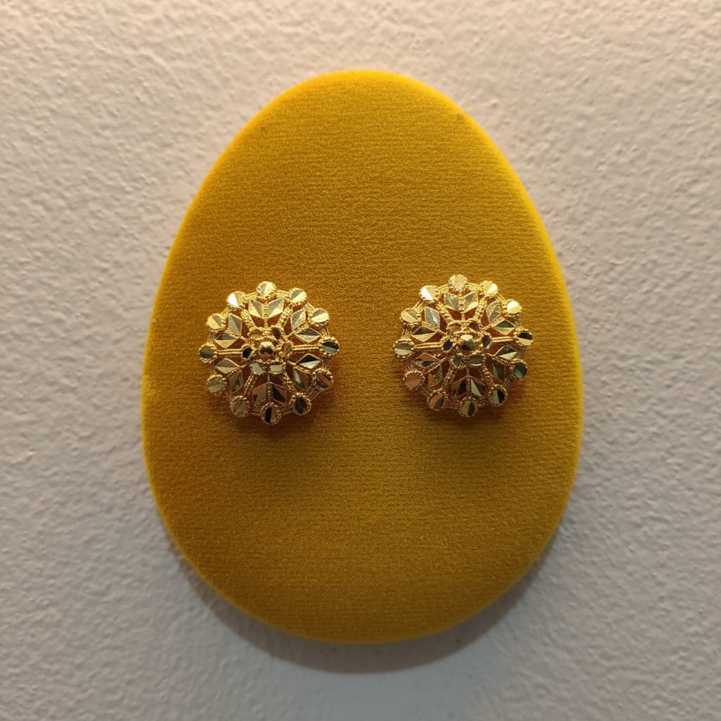 Lotus Bloom Gold Dome Earrings