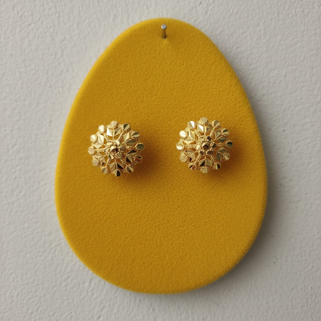 Lotus Bloom Gold Dome Earrings