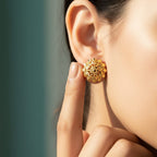Lotus Bloom Gold Dome Earrings