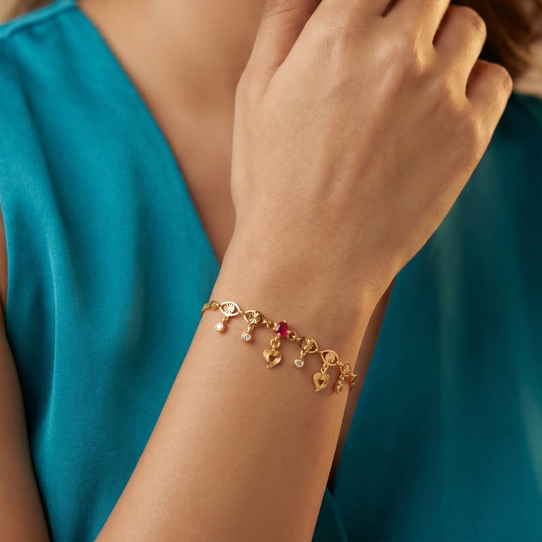 Micro Gold Forming Heart Charm Bracelet