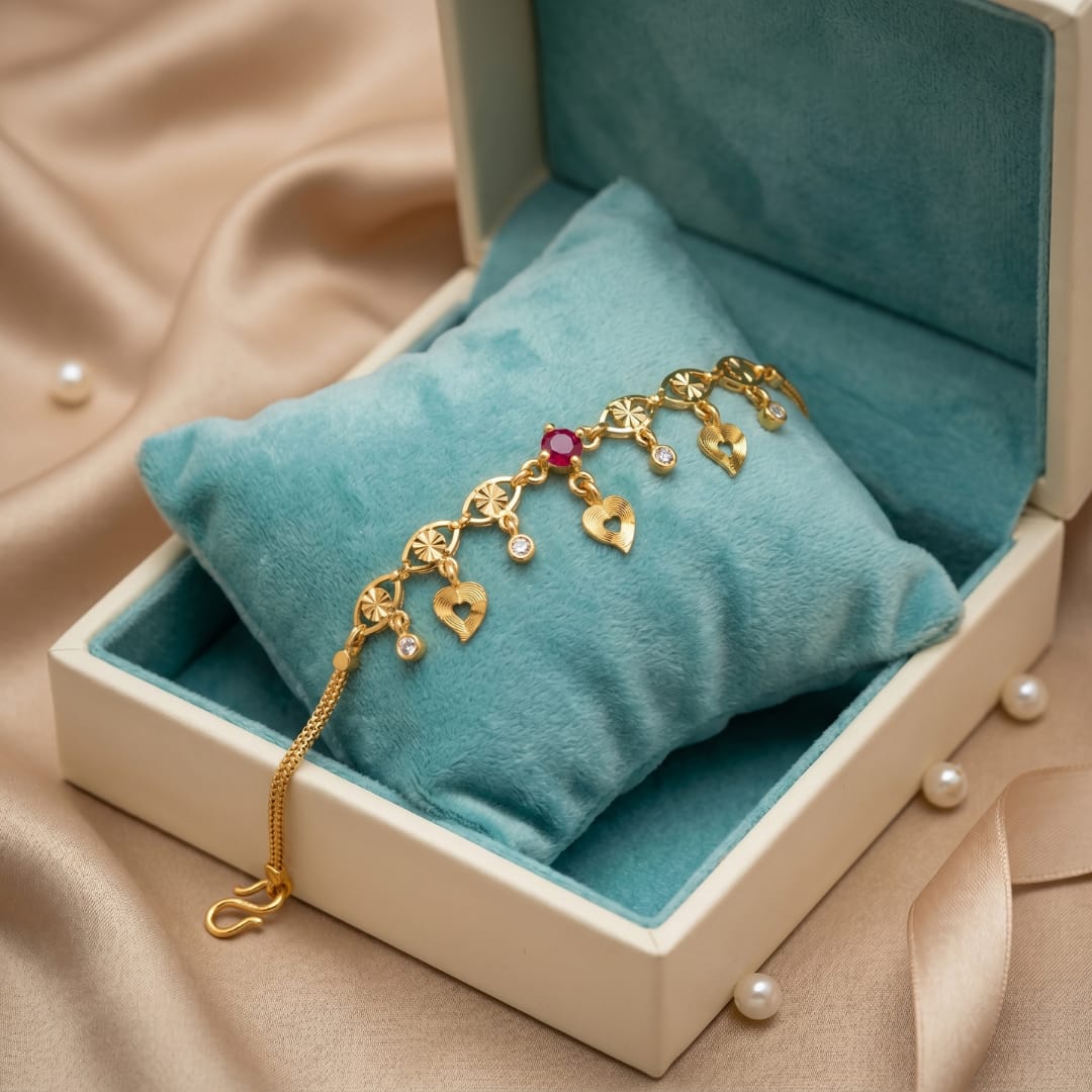 Micro Gold Forming Heart Charm Bracelet