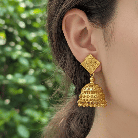 Micro Gold Plated Statement Jhumka Earrings