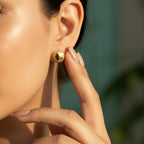 Large Faceted Gold Dome Stud Earrings 