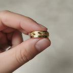 Leaf Engraved Textured Micro Gold Ring