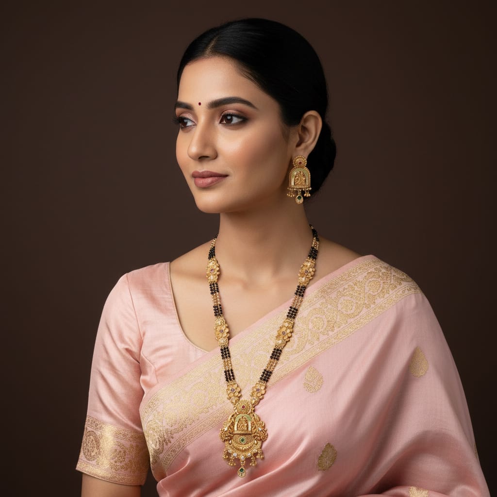Long Mangalsutra with earing Set