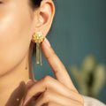 Lotus Filigree Gold Tassel Earrings