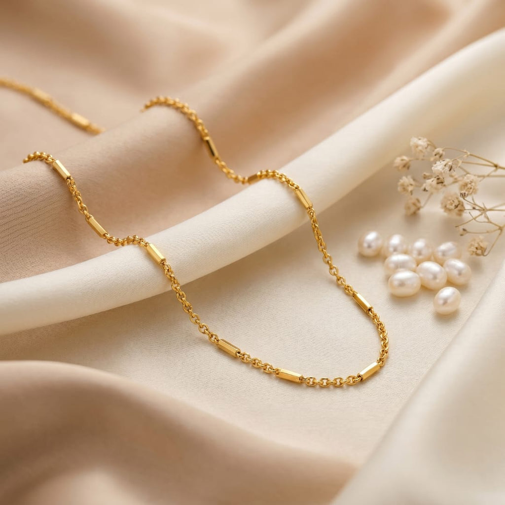 Micro Gold Bar & Cable Chain
